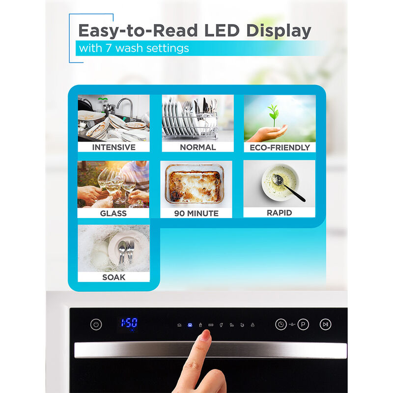 Black+Decker Countertop 6-Place Setting Dishwasher, White with Black Front image number 8