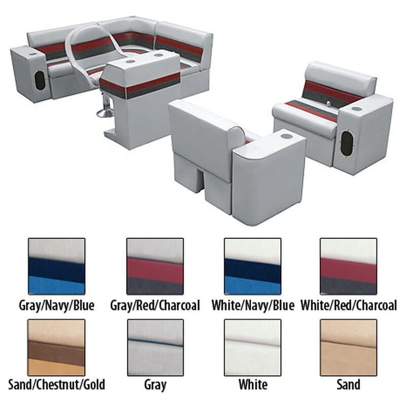 Deluxe Pontoon Furniture w/Classic Base - Complete Boat Package H, White image number 1