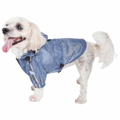 Dog Helios ® 'Torrential Shield' Waterproof Multi-Adjustable Full Bodied Pet Dog Windbreaker Raincoat, Peach Large
