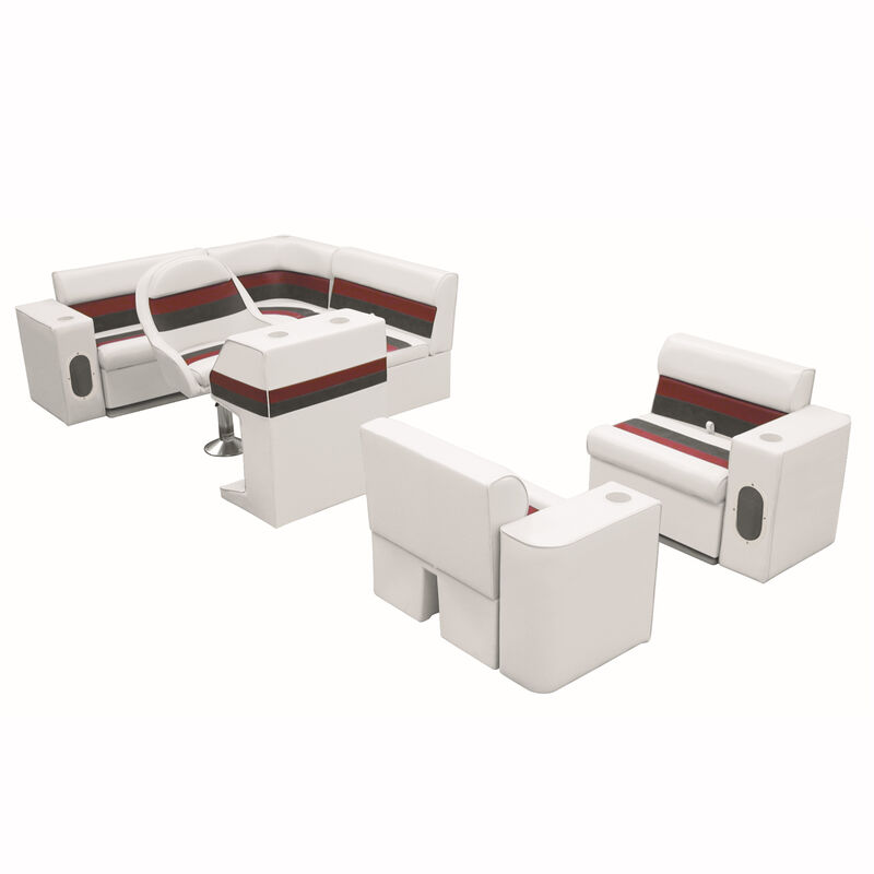 Deluxe Pontoon Furniture w/Toe Kick Base, Group 6 Package, White/Red/Charcoal image number 1