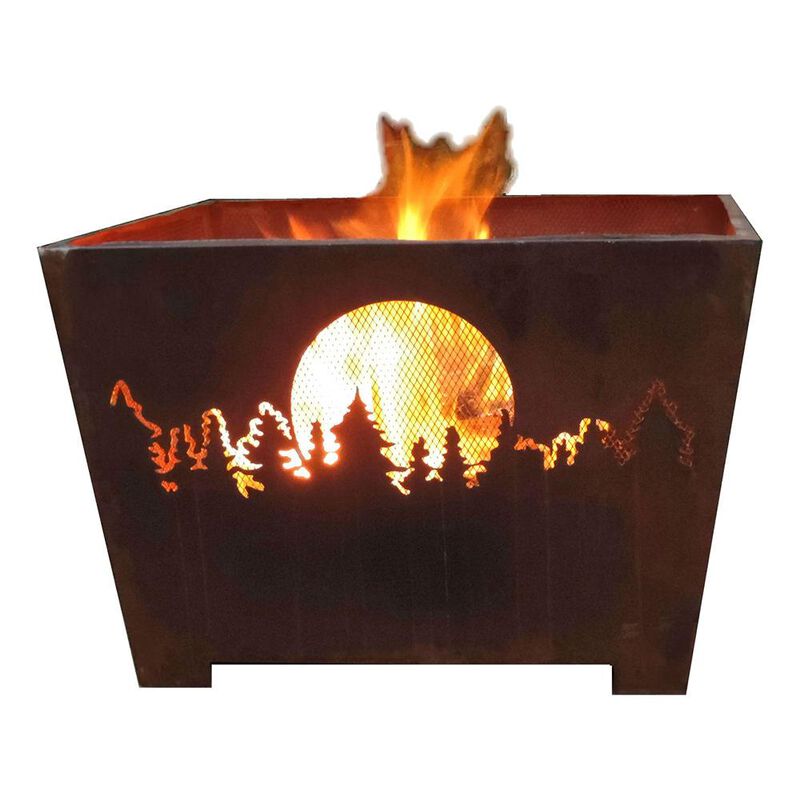 Esschert Design Forest & Moon Fire Basket, Sheet Metal, Rust Finish image number 1