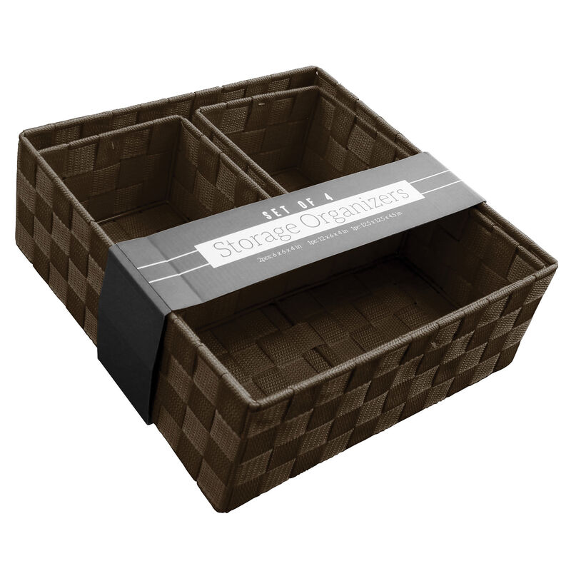 4 Piece Woven Tote Set, Chocolate  image number 2