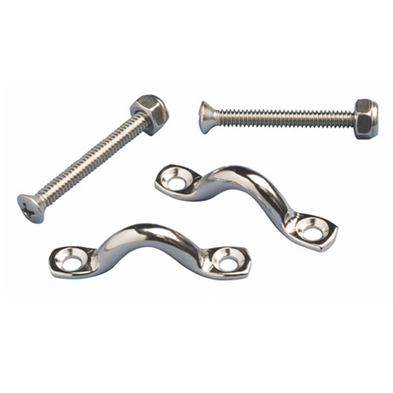 Pontoon Bimini Top Fittings - Stainless Steel Strap Eyes w/Bolts & Nuts, pair image number 1