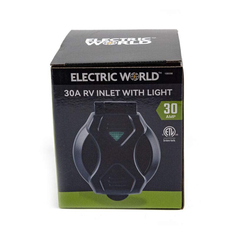 Electric World 30A Black RV Inlet with LED image number 6