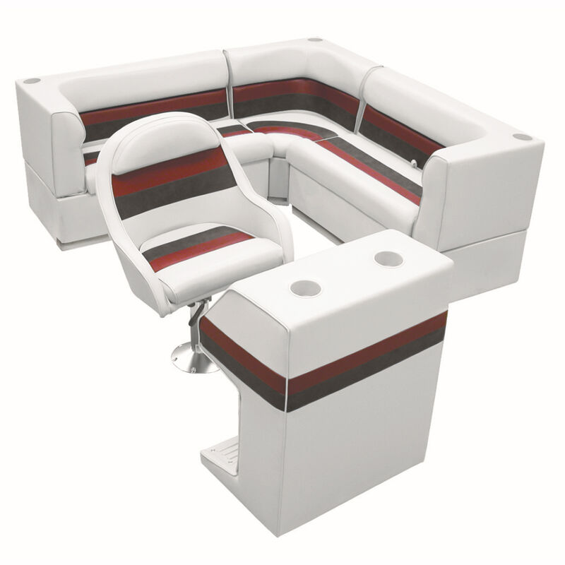 Deluxe Pontoon Furniture w/Toe Kick Base - Rear Group 4 Package, White/Red/Charc