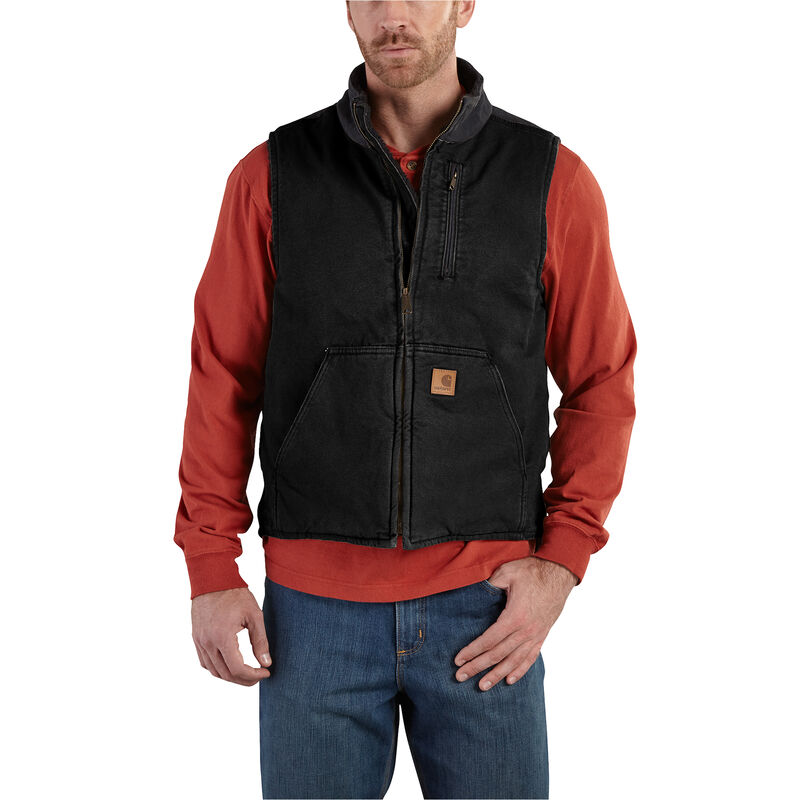 Carhartt Men's Sandstone Sherpa-Lined Mock-Neck Vest image number 1