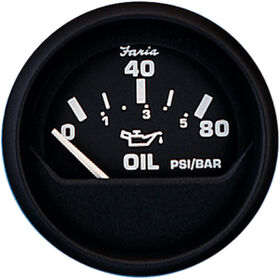 Faria 2" Euro Black Series Oil Pressure Gauge, 80 PSI