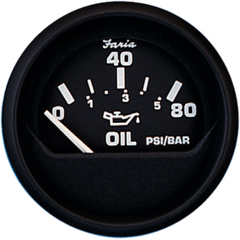 Faria 2" Euro Black Series Oil Pressure Gauge, 80 PSI image number 1