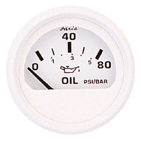 Faria 2" Dress White Series Oil Pressure Gauge, 80 PSI