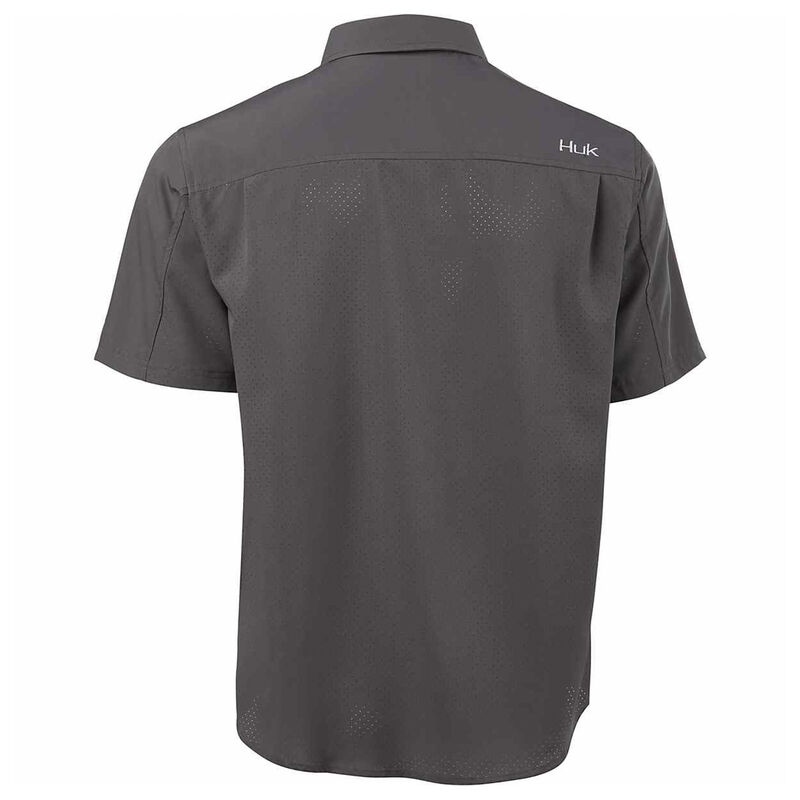 HUK Men’s Tide Point Woven Solid Short-Sleeve Shirt image number 4