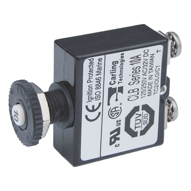 Blue Sea Systems Push-Button Reset-Only Screw Terminal Circuit Breaker, 10 Amps image number 1