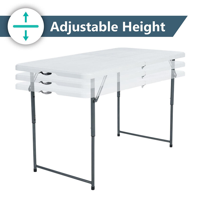 Peakform 4' Adjustable Fold-in-Half Table, White image number 4