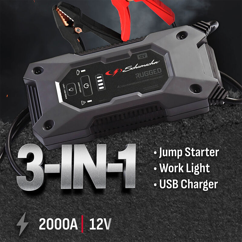 Schumacher SL1612 Rugged Lithium Portable Power Pack and 2000A 12V Jump Starter image number 2