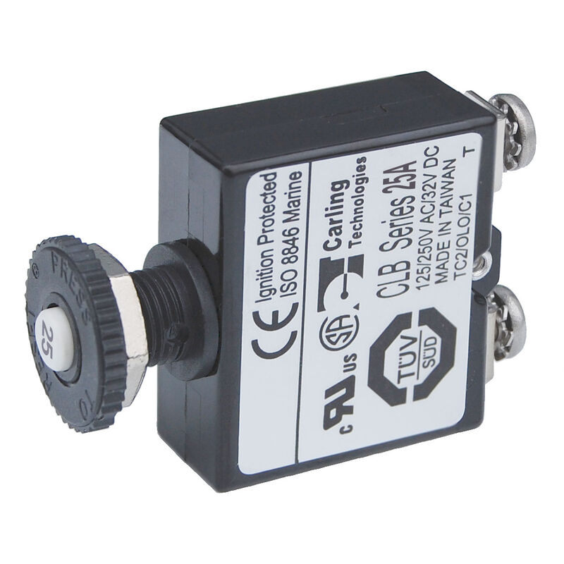Blue Sea Systems Push-Button Reset-Only Screw Terminal Circuit Breaker, 25 Amps image number 1