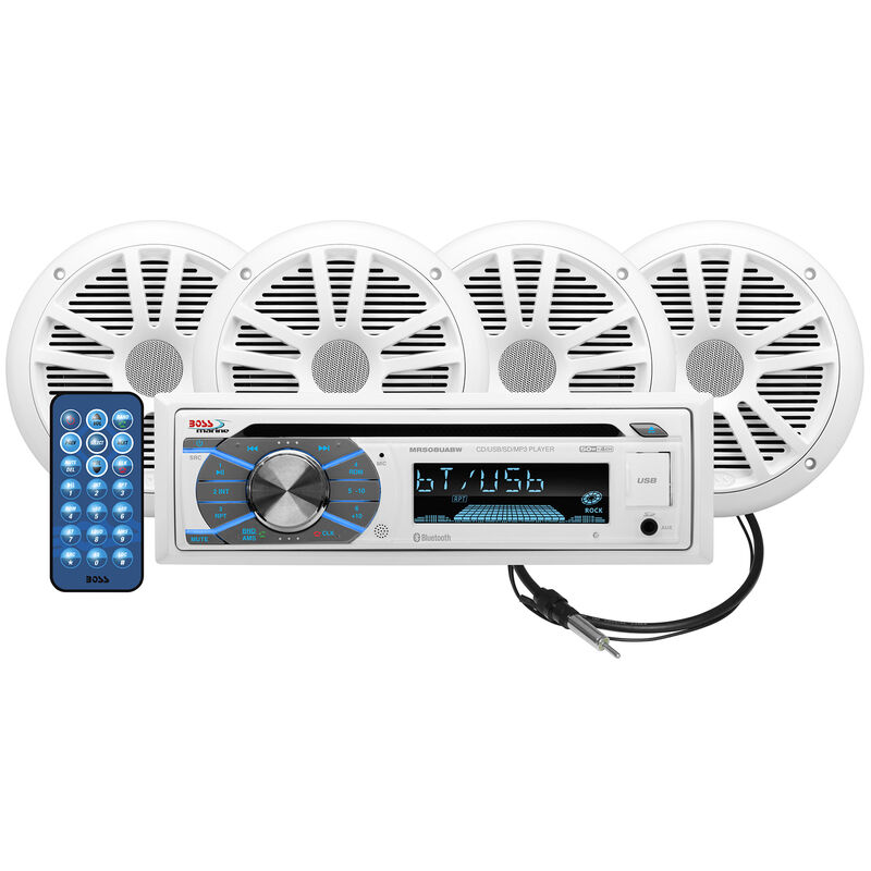 Boss MCK508WB.64S AM/FM/MP3/USB/CD Bluetooth Receiver Pkg w/4 Speakers & Cover image number 1