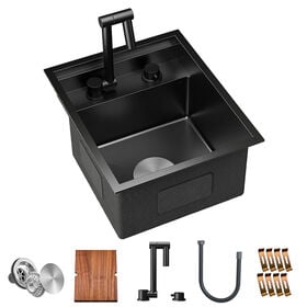 WELLFE RV 15x18x9 in. Kitchen Sink Undermount Bar Sink, 16 Gauge