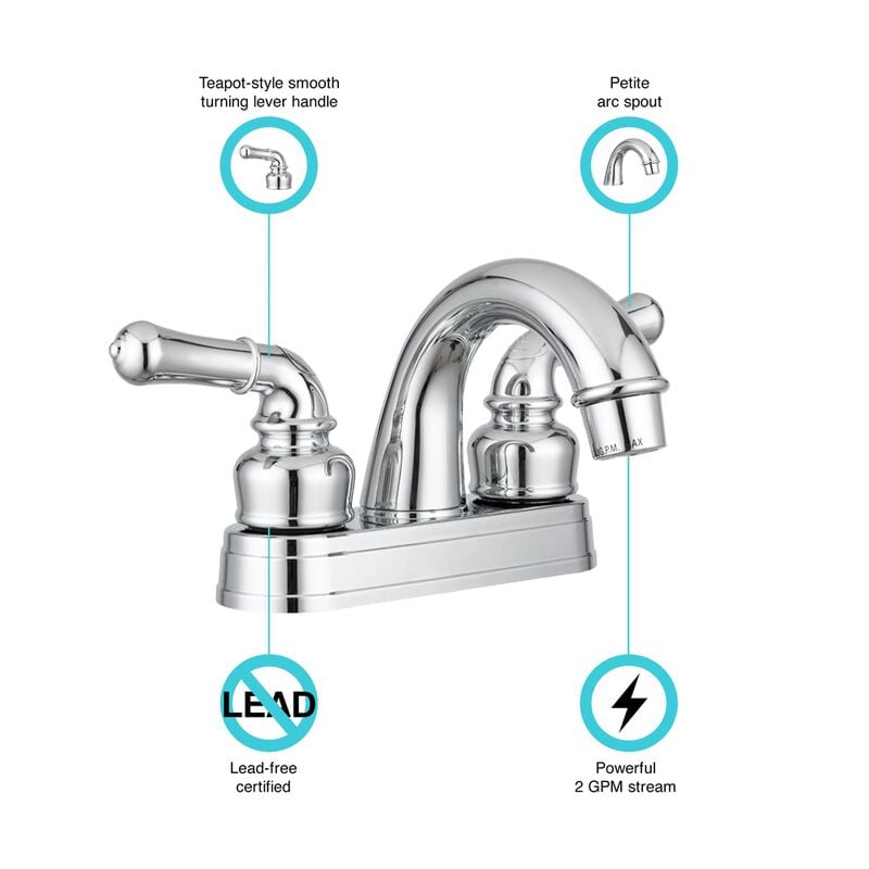 RV FAUCET Dura Faucet Chrome Two-Handle Arc-Spout Lavatory Faucet image number 2