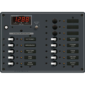 Blue Sea 12/24V DC Branch Circuit Breaker Panel: 13 Position, Digital Multimeter
