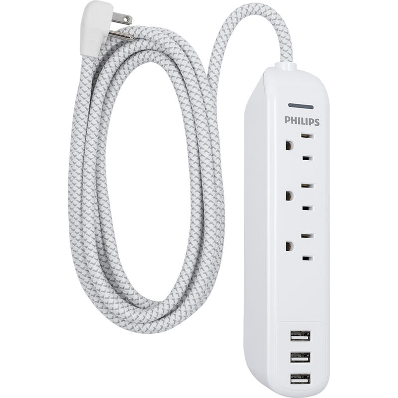 Philips 3-Outlet Grounded 6' Extension Cord with 3 USB Ports image number 3