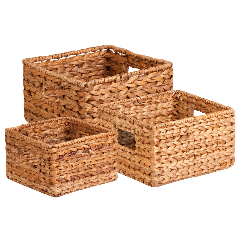 Honey Can Do 3-Piece Hyacinth Nested Storage Baskets, Natural image number 3