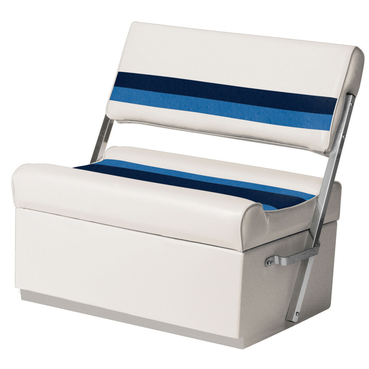 Deluxe Pontoon Flip-Flop Seat with Toe Kick - White
