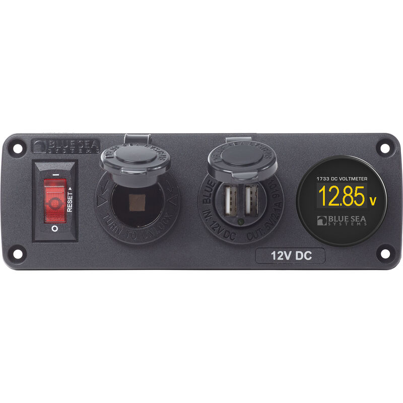 BelowDeck Panel w/Circuit Breaker, 12V Socket, Dual USB Charger, Mini Voltmeter image number 1