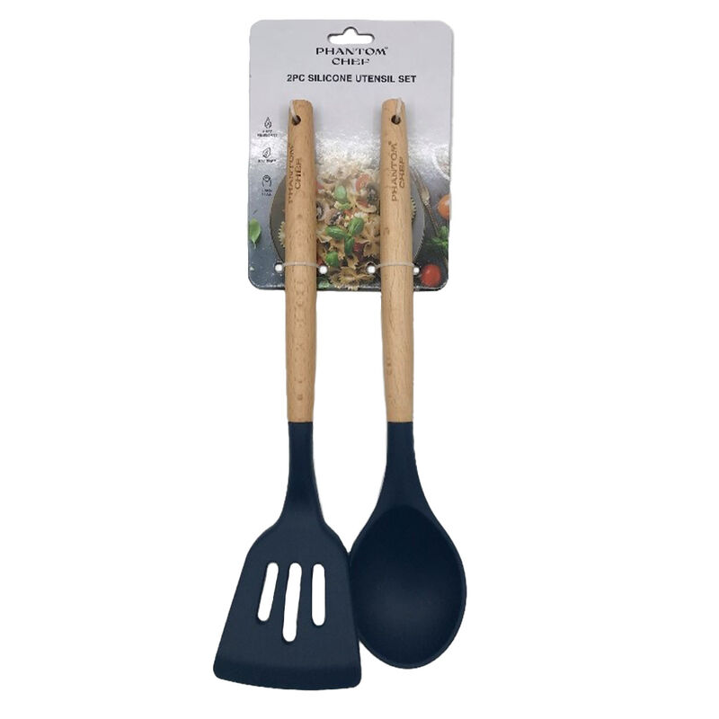 Phantom Chef Silicone Slotted Turner and Spoon Set, Navy image number 2