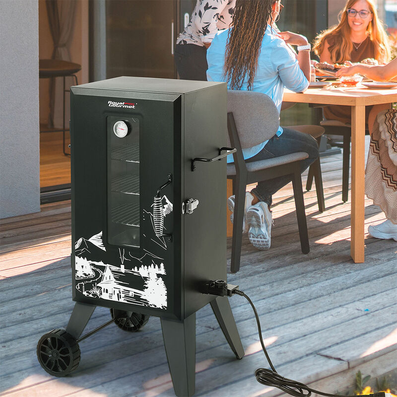 Royal Gourmet SE2806 28-Inch Analog Electric Smoker with 3 Chrome-Plated Smoking Racks image number 4
