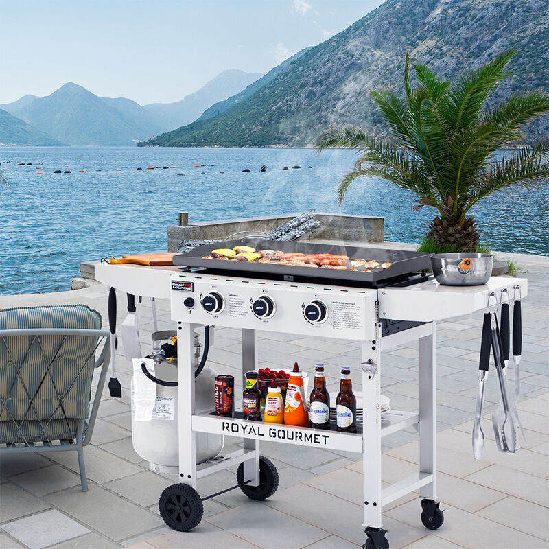 Royal Gourmet 28" 3-Burner Propane Griddle w/ Side Shelves image number 9