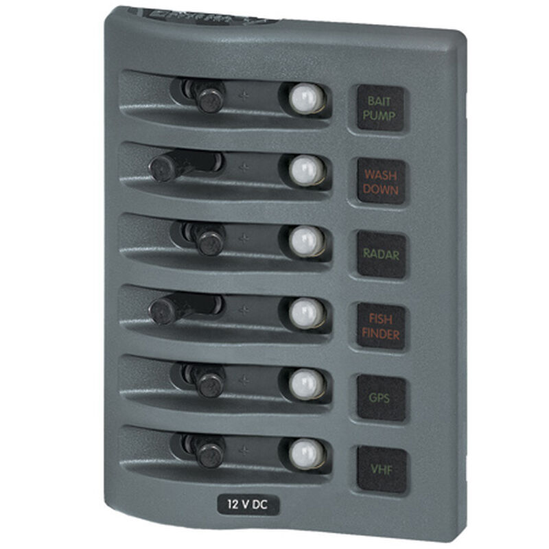 Blue Sea WeatherDeck Waterproof Circuit Breaker Panel - 6 Positions, gray image number 1