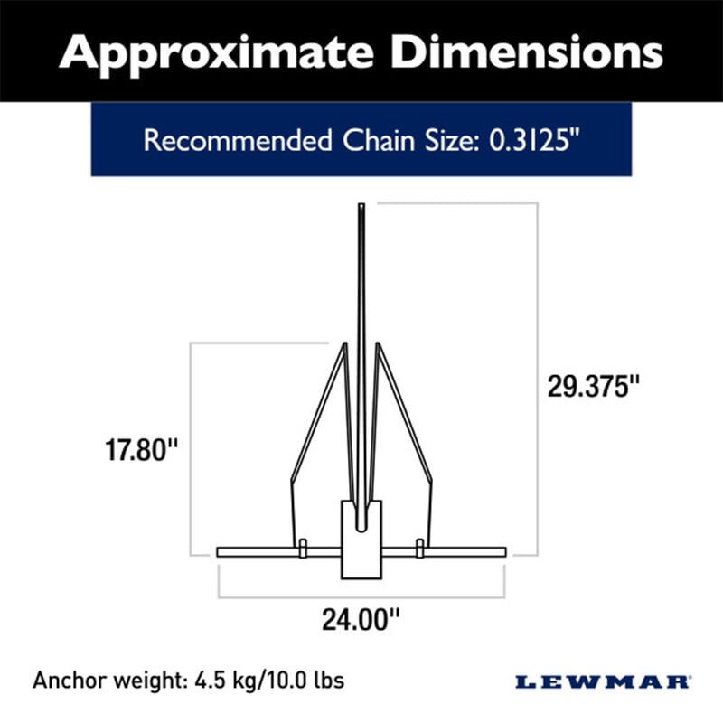 Lewmar LFX 10-lb. Fluke Anchor Kit image number 2