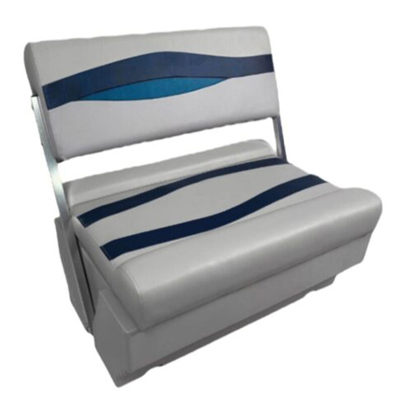 Horizon Manufacturing Elite Series Pontoon Flip Flop Seat Cushion Set w/ Base - Gray/Navy/Blue