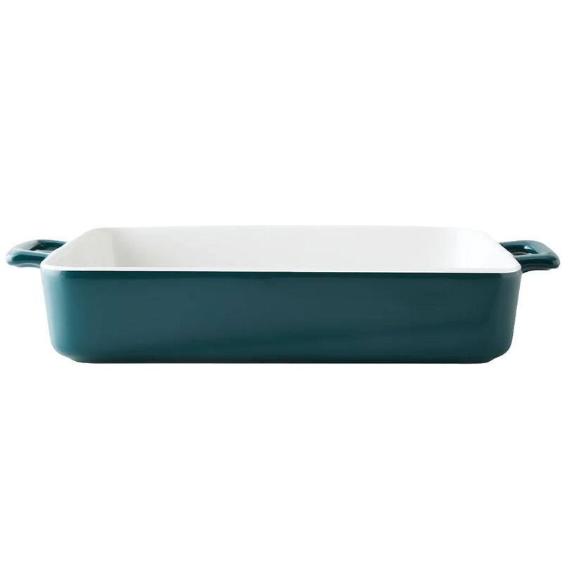 Art and Cook 15in Large Rectangular Stoneware Baking Dish, Green