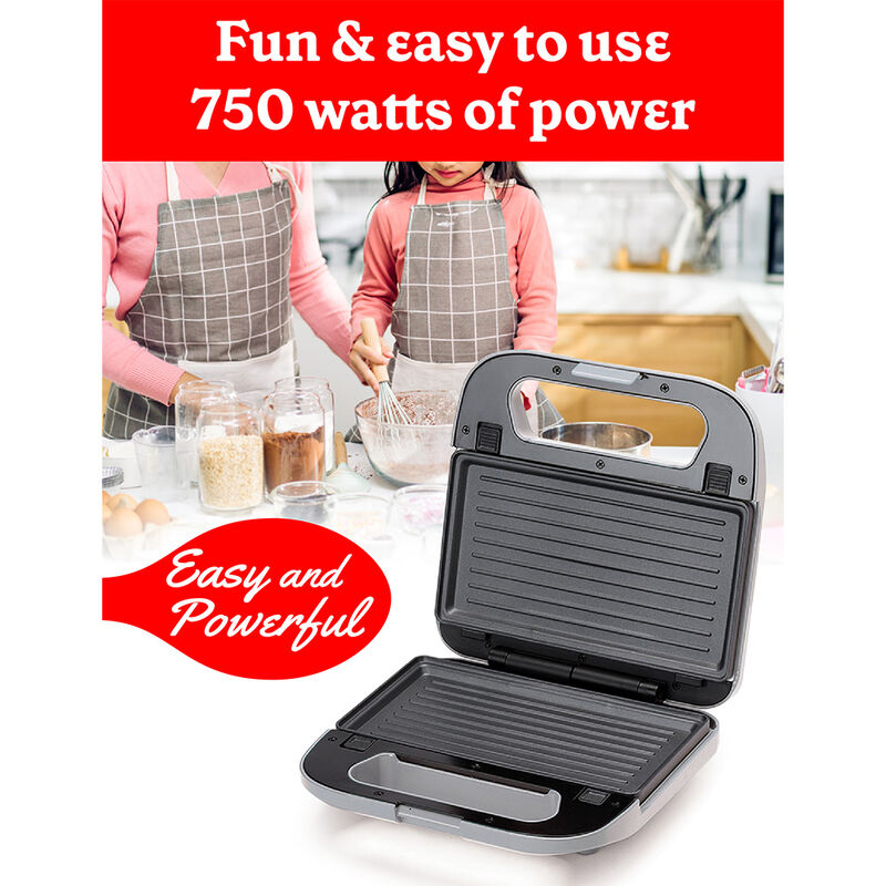 Betty Crocker 3-in-1 Indoor Grill, Sandwich/Panini Press, and Waffle Maker, Silver image number 5