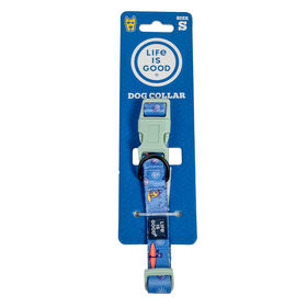 Life is Good Beach Day Dog Collar, Cornflower Blue, Small
