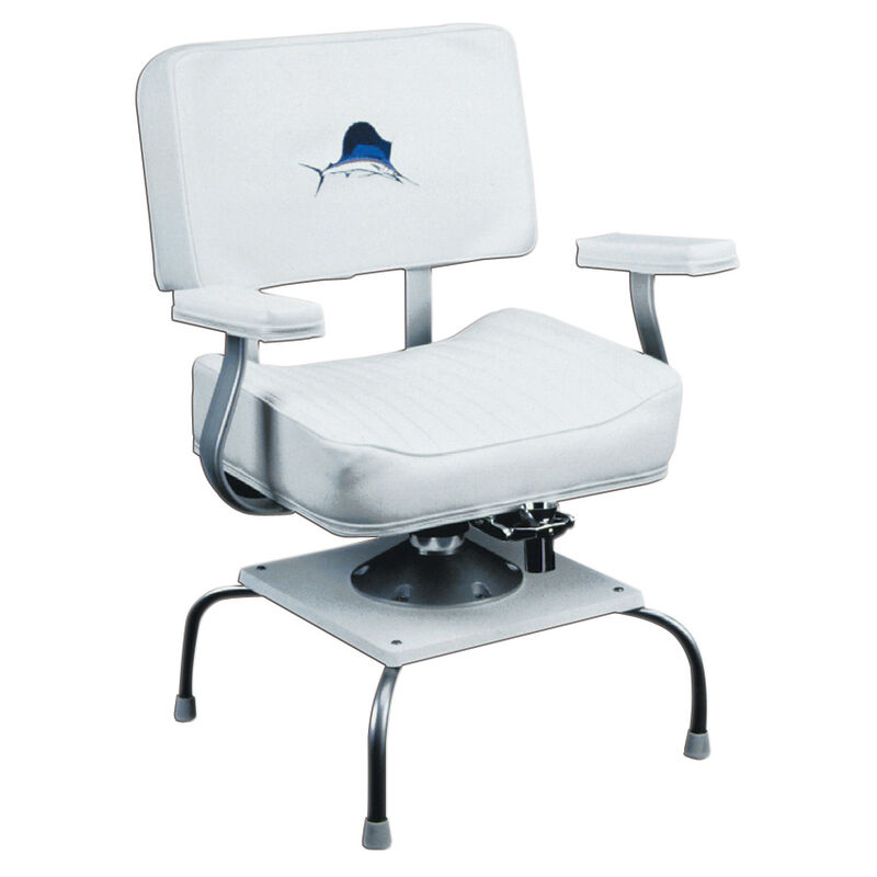 Wise Helm Chair w/Padded Arm Rests, Sailfish Logo, Quad Base, and Rod Gimbal image number 1
