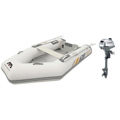 Aqua Marina 9'1" A-Deluxe Inflatable Speed Boat with Aluminum Deck and Honda 2.3 HP Outboard with 15" Shaft