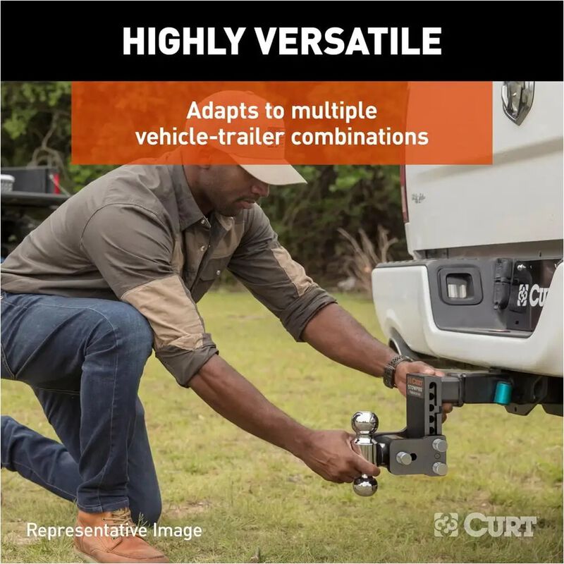 CURT StowPro Adjustable Ball Mount, 5 in Drop, 2-1/2 in Shank, Dual Ball #45971 image number 5
