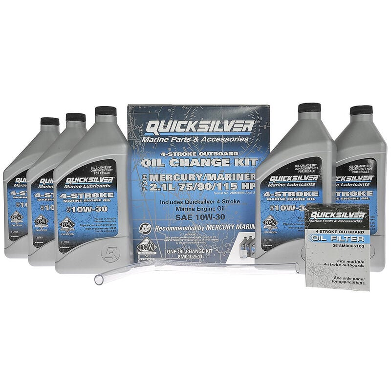 Quicksilver Oil Change Kit, 10W-30, Mercury 75-115 HP (2.1L) Engines image number 1