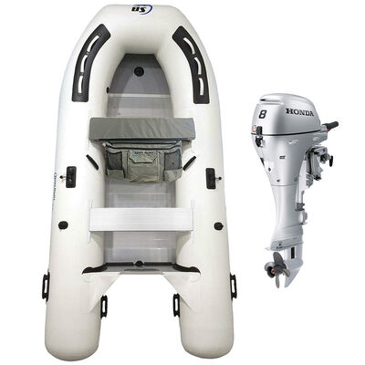 Island Hopper Shark 9.8' Aluminum Floor Inflatable Sport Boat with Honda 8 HP Outboard with 15" Shaft