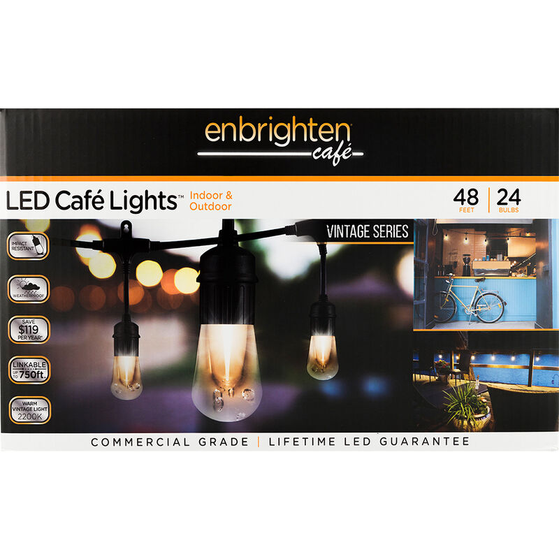 Enbrighten Vintage LED Cafe String Lights, 48' image number 9