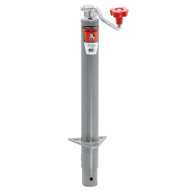 Bulldog Trailer Tongue Jack, Manual A-Frame Round Topwind Jack