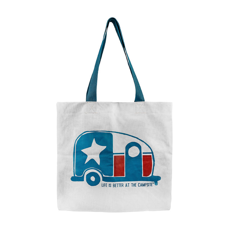 Camco Life is Better at the Campsite Tote Bag, Texas Flag Mini Camper image number 1