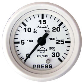 Faria 2" Dress White Series Water Pressure Gauge Kit, 30 PSI