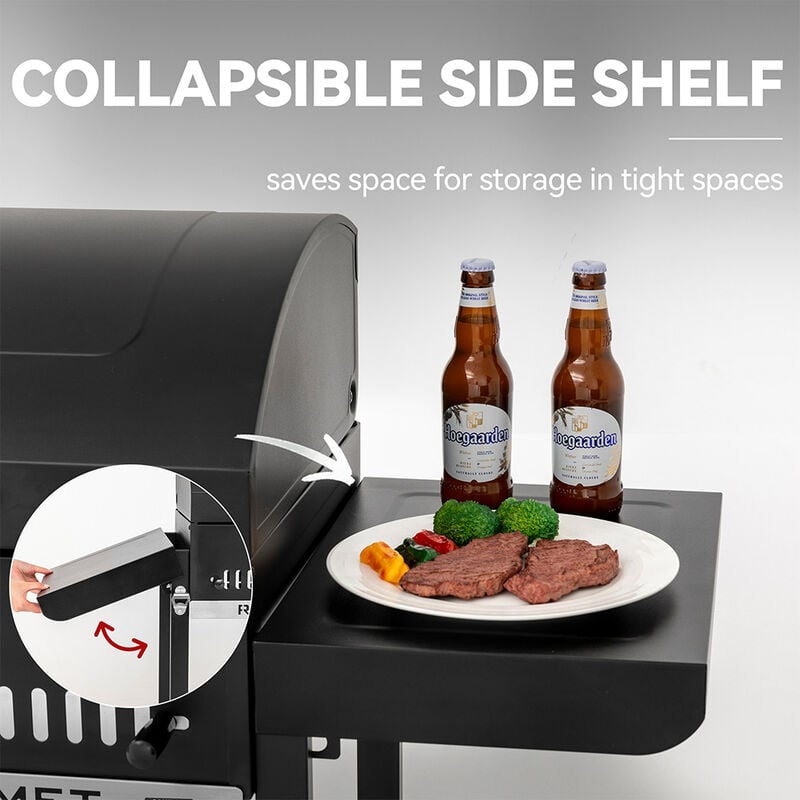 Royal Gourmet 24" Movable Charcoal Grill w/ Foldable Side Shelves image number 15