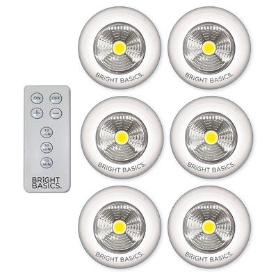 Bright Basics Wireless Remote Control LED Puck Lights, 6-Pack