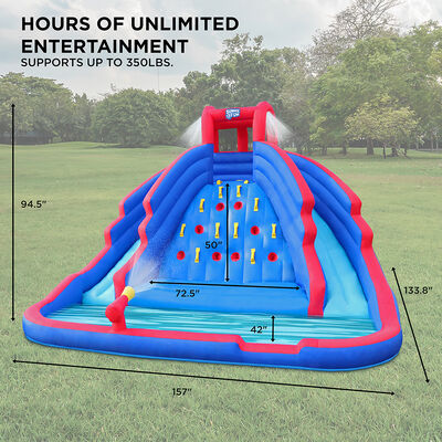 Sunny & Fun Inflatable Water Park with Climbing Wall and Dual Slides
