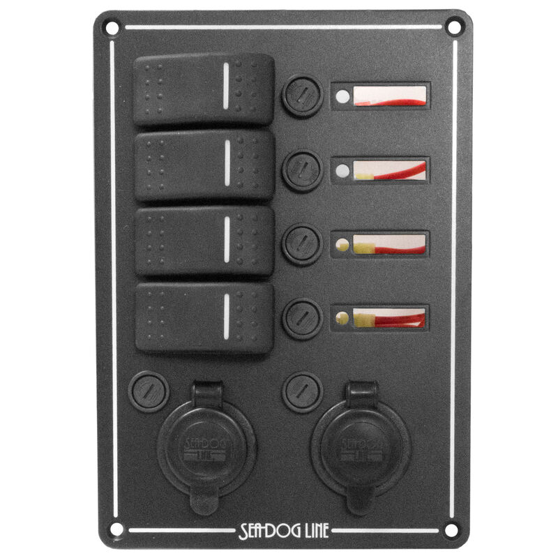Sea-Dog 4 Rocker Switch Panel With Dual Power Sockets image number 3