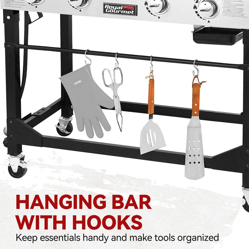 Royal Gourmet 4-Burner&nbsp;Flat Top&nbsp;Gas Grill & Griddle Combo, Folding Legs Design image number 11