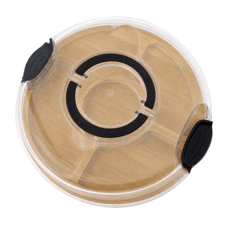 Brookstone 5-Compartment Bamboo Serving Platter with Lid image number 3